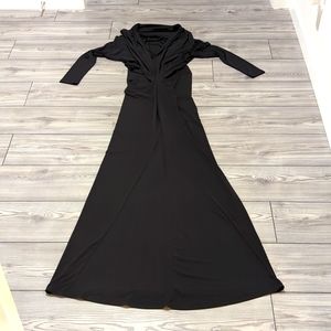 Black maxi dress, Deep V Drop skirt Size M/L